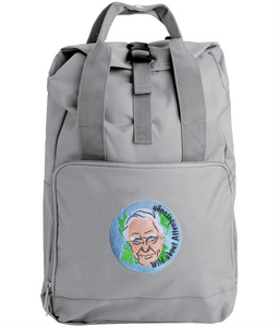 David Attenborough embroidered roll top backpack