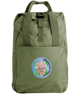 David Attenborough embroidered roll top backpack