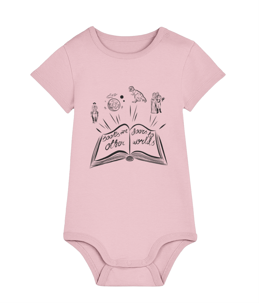 'Books are doors to other worlds' baby grow