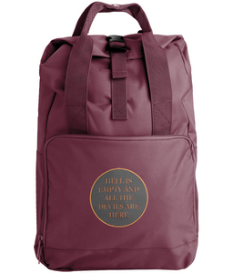 Hell is empty embroidered backpack