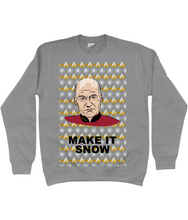 Load image into Gallery viewer, Jean Luc Picard Make it Snow Christmas jumper - adults&#39;